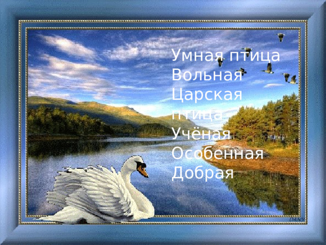 Умная птица Вольная Царская птица Учёная Особенная Добрая 
