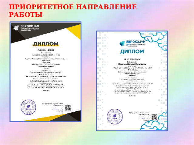 ПРИОРИТЕТНОЕ НАПРАВЛЕНИЕ РАБОТЫ 