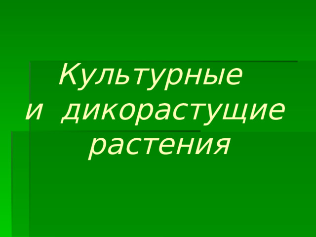 Культурные  и дикорастущие растения 