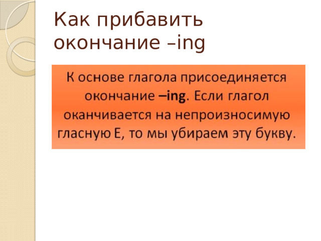 Как прибавить окончание –ing 