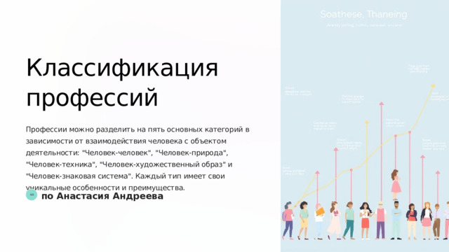 Классификация профессий Профессии можно разделить на пять основных категорий в зависимости от взаимодействия человека с объектом деятельности: 
