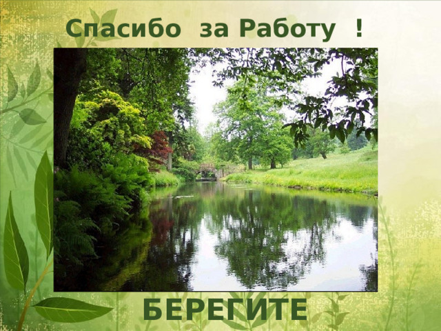 Спасибо за Работу ! БЕРЕГИТЕ ПРИРОДУ! 