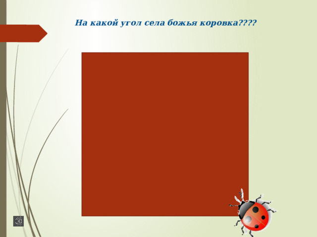 На какой угол села божья коровка???? 