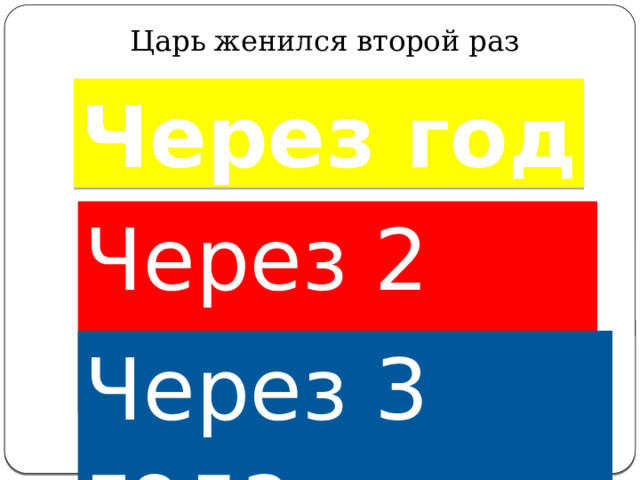 Царь женился второй раз Через год Через 2 года Через 3 года 