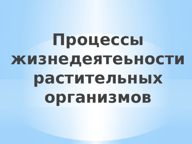 Процессы жизнедеятеьности растительных организмов 