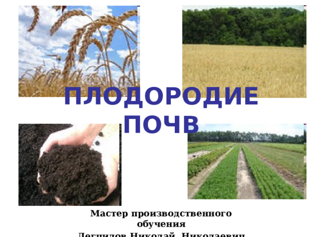 ПЛОДОРОДИЕ ПОЧВ Мастер производственного обучения Легчилов Николай Николаевич 