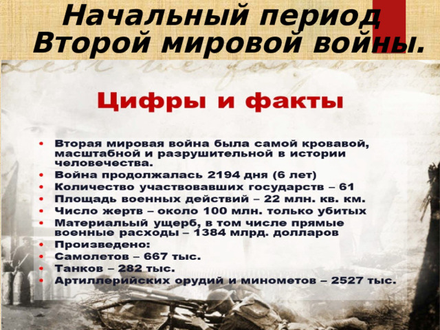 Начальный период Второй мировой войны. 