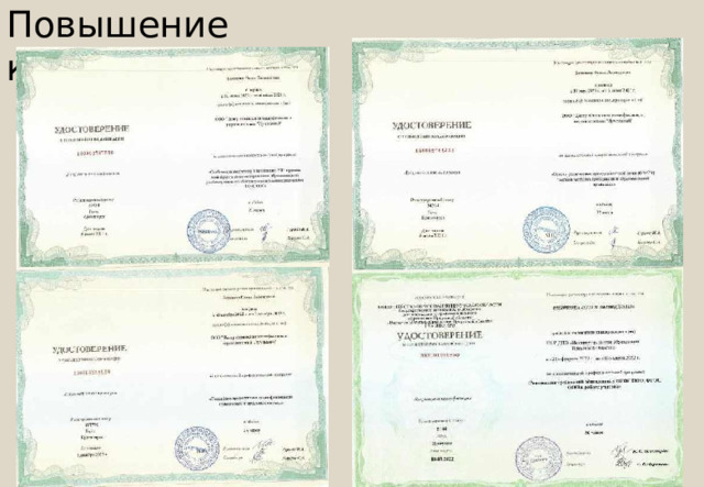 Повышение  квалификации: 