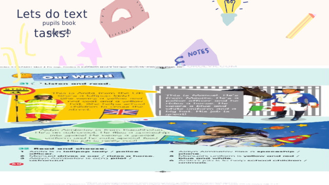 Lets do text tasks! pupils book page 50 