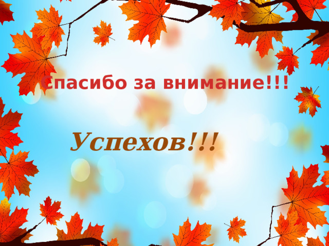 Спасибо за внимание!!! Успехов!!! 