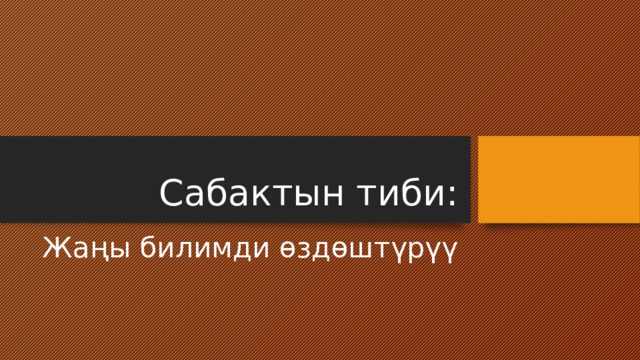 Сабактын тиби: Жаңы билимди өздөштүрүү 