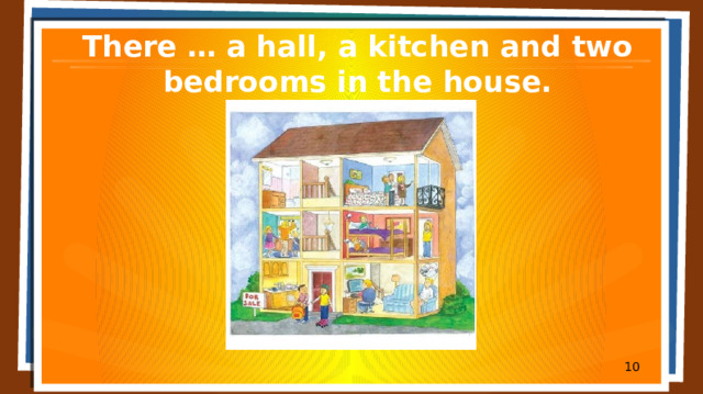 There … a hall, a kitchen and two bedrooms in the house.  