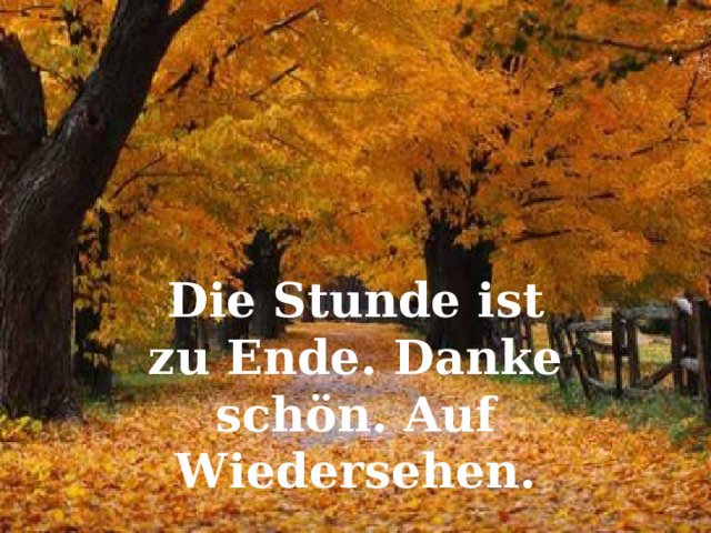 Die Stunde ist zu Ende. Danke schön. Auf Wiedersehen. Die Stunde ist zu Ende. Danke schön. Auf Wiedersehen. 