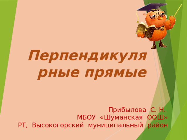 Перпендикулярные прямые Прибылова С. Н.  МБОУ «Шуманская ООШ»  РТ, Высокогорский муниципальный район 