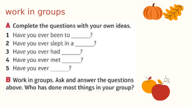 work in groups 