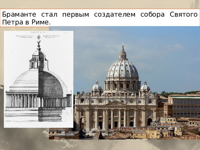 Браманте стал первым создателем собора Святого Петра в Риме. 