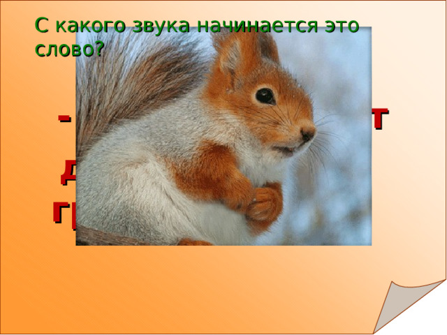 С какого звука начинается это слово?  - В дупле живёт  да орешки грызёт? 