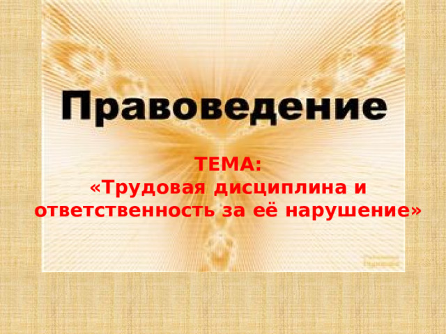 ТЕМА:  «Трудовая дисциплина и ответственность за её нарушение» 