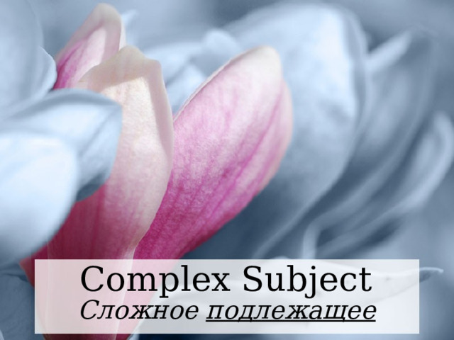 Complex Subject Сложное подлежащее  
