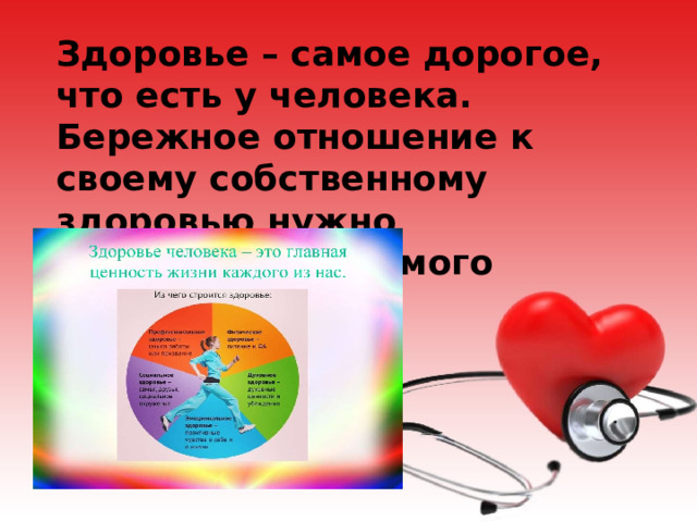 Здоровье – самое дорогое, что есть у человека. Бережное отношение к своему собственному здоровью нужно воспитывать с самого детства. 