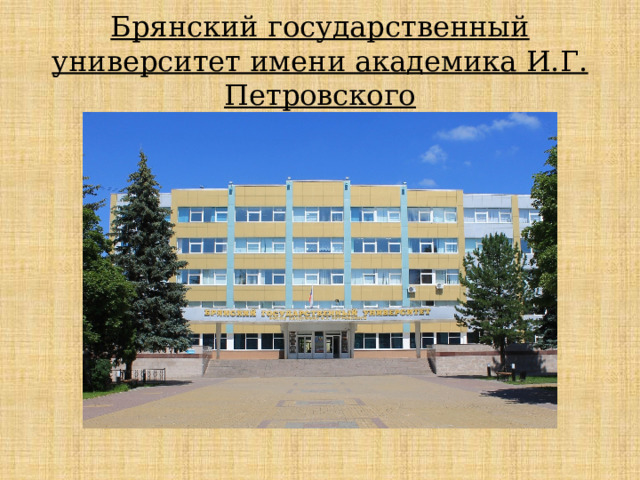 Брянский государственный университет имени академика И.Г. Петровского 