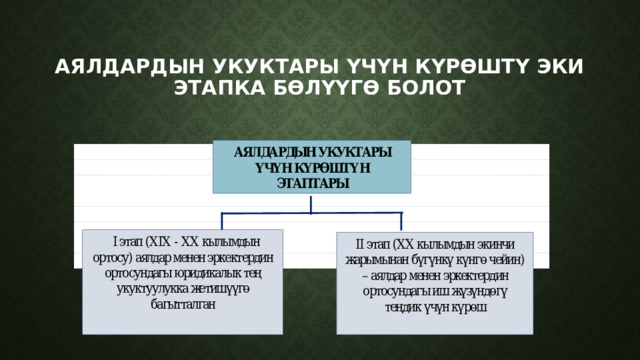    Аялдардын укуктары үчүн күрөштү эки этапка бөлүүгө болот 
