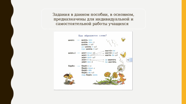 Задания в данном пособии, в основном, предназначены для индивидуальной и самостоятельной работы учащихся . 
