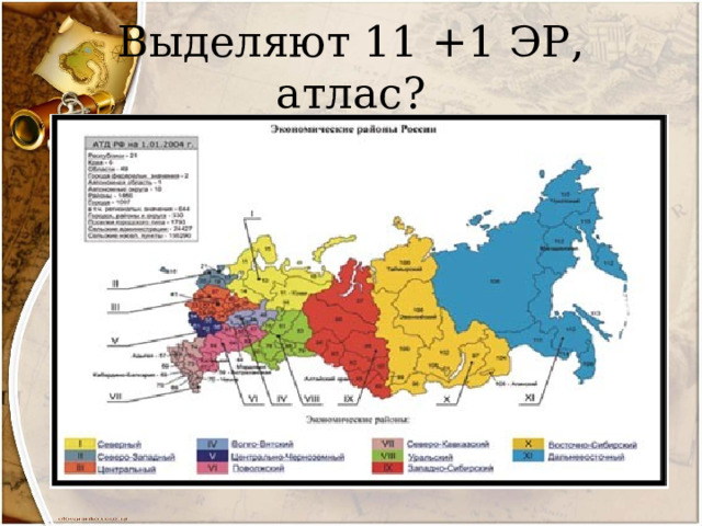 Выделяют 11 +1 ЭР, атлас? 