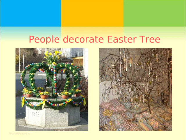 People decorate Easter Tree   