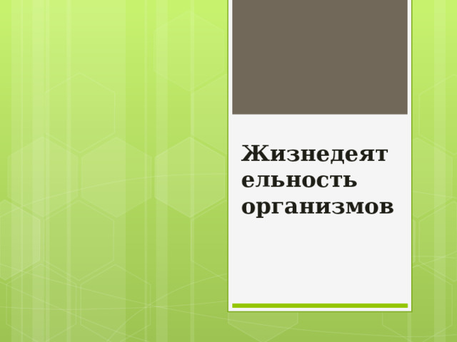 Жизнедеятельность организмов 