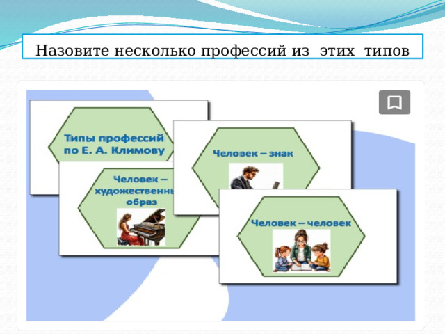 Назовите несколько профессий из этих типов 