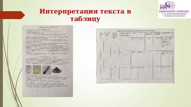 Интерпретация текста в таблицу 