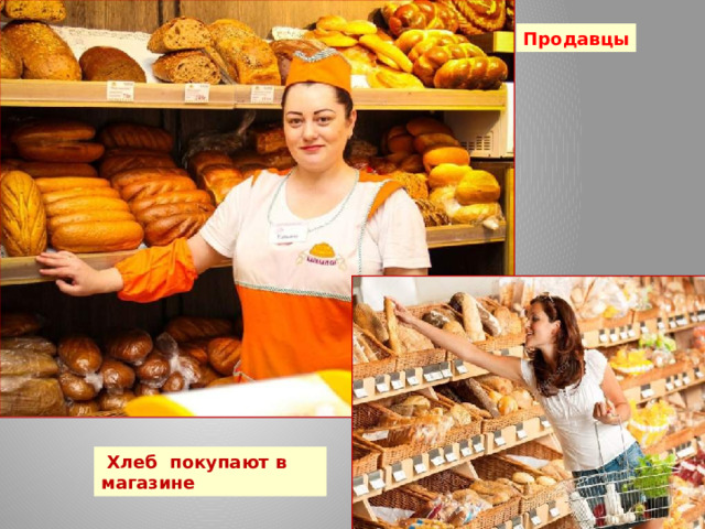 Продавцы  Хлеб покупают в магазине 