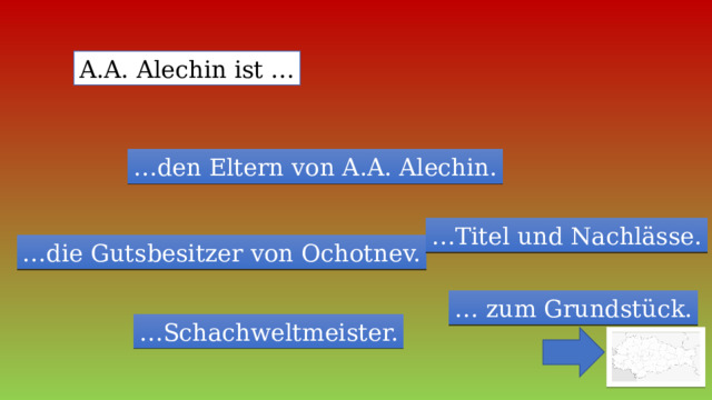 A.A. Alechin ist … … den Eltern von A.A. Alechin. … Titel und Nachlässe. … die Gutsbesitzer von Ochotnev. … zum Grundstück. … Schachweltmeister. 