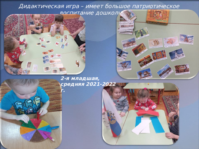 Дидактическая игра – имеет большое патриотическое воспитание дошкольника. 2-я младшая, средняя 2021-2022 г. 