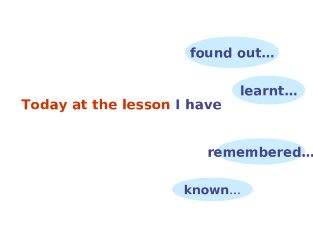 found out… learnt… T oday at the lesson I  have remembered… known … 
