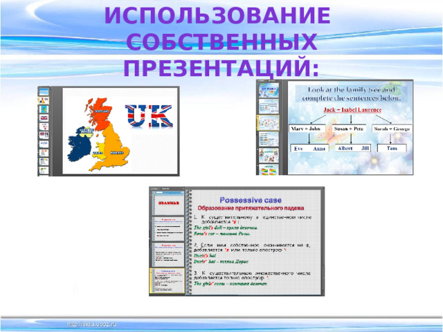 Использование собственных презентаций: 