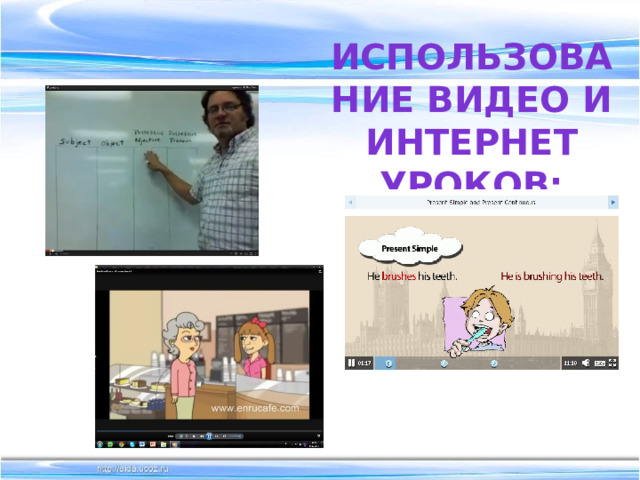 Использование видео и интернет уроков: 