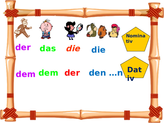 Nominativ der die das die Dativ der dem den …n dem 