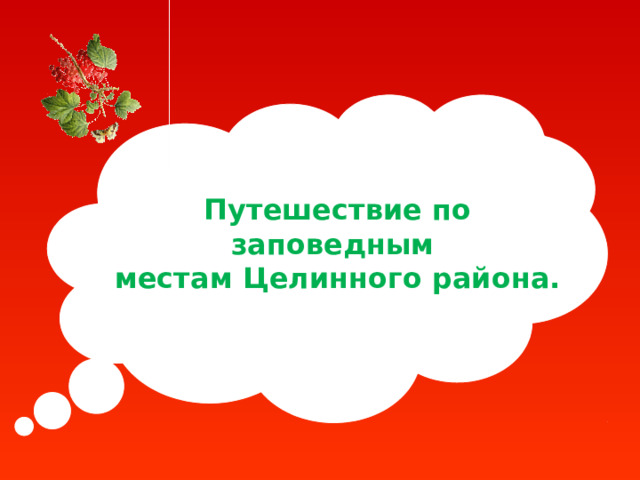 Путешествие по заповедным  местам Целинного района. 