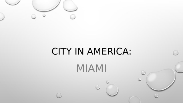 CITY IN AMERICA: MIAMI 