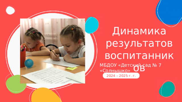 Динамика результатов воспитанников МБДОУ «Детский сад № 7 «Солнышко» 2024 – 2025 г. г. 