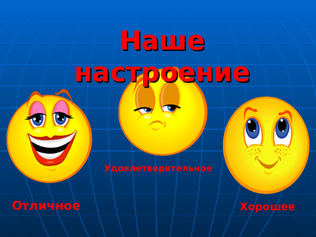 Наше настроение Удовлетворительное Отличное Хорошее 