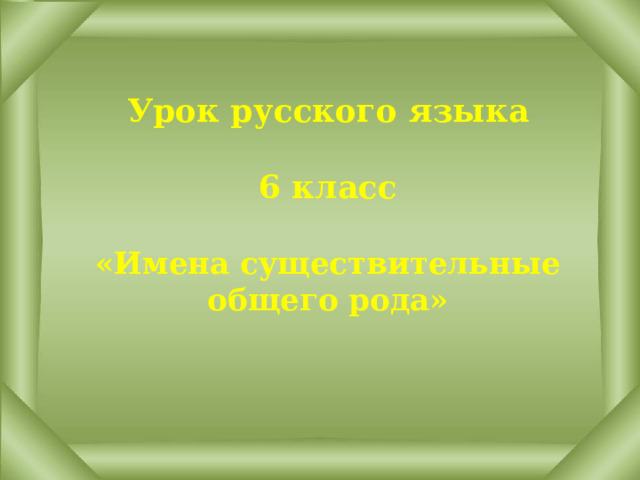     Урок русского языка   6 класс  «Имена существительные общего рода»            