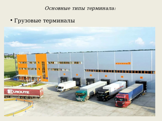 Основные типы терминала:   Грузовые терминалы 