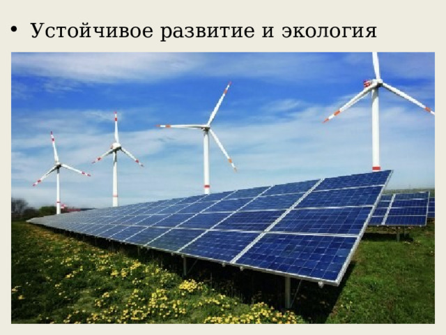 Устойчивое развитие и экология 