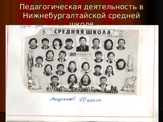 Педагогическая деятельность в Нижнебургалтайской средней школе 