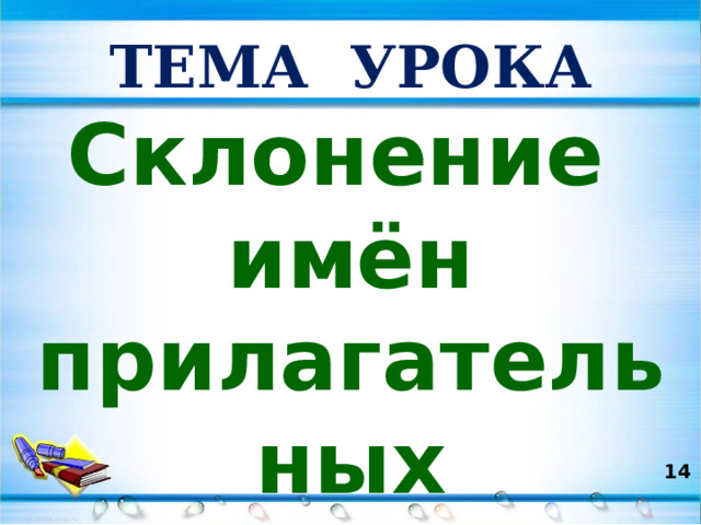 ТЕМА УРОКА Склонение имён прилагательных  