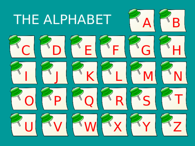THE ALPHABET B A D C H F E G N M L K I J T O S Q R P U V W X Y Z 