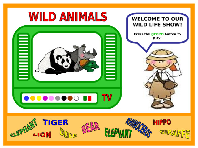 WELCOME TO OUR WILD LIFE SHOW!  Press the green button to play! 